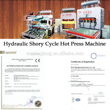 Hydraulische Heißpresslaminiermaschine für MDF / HDF Holzplatte